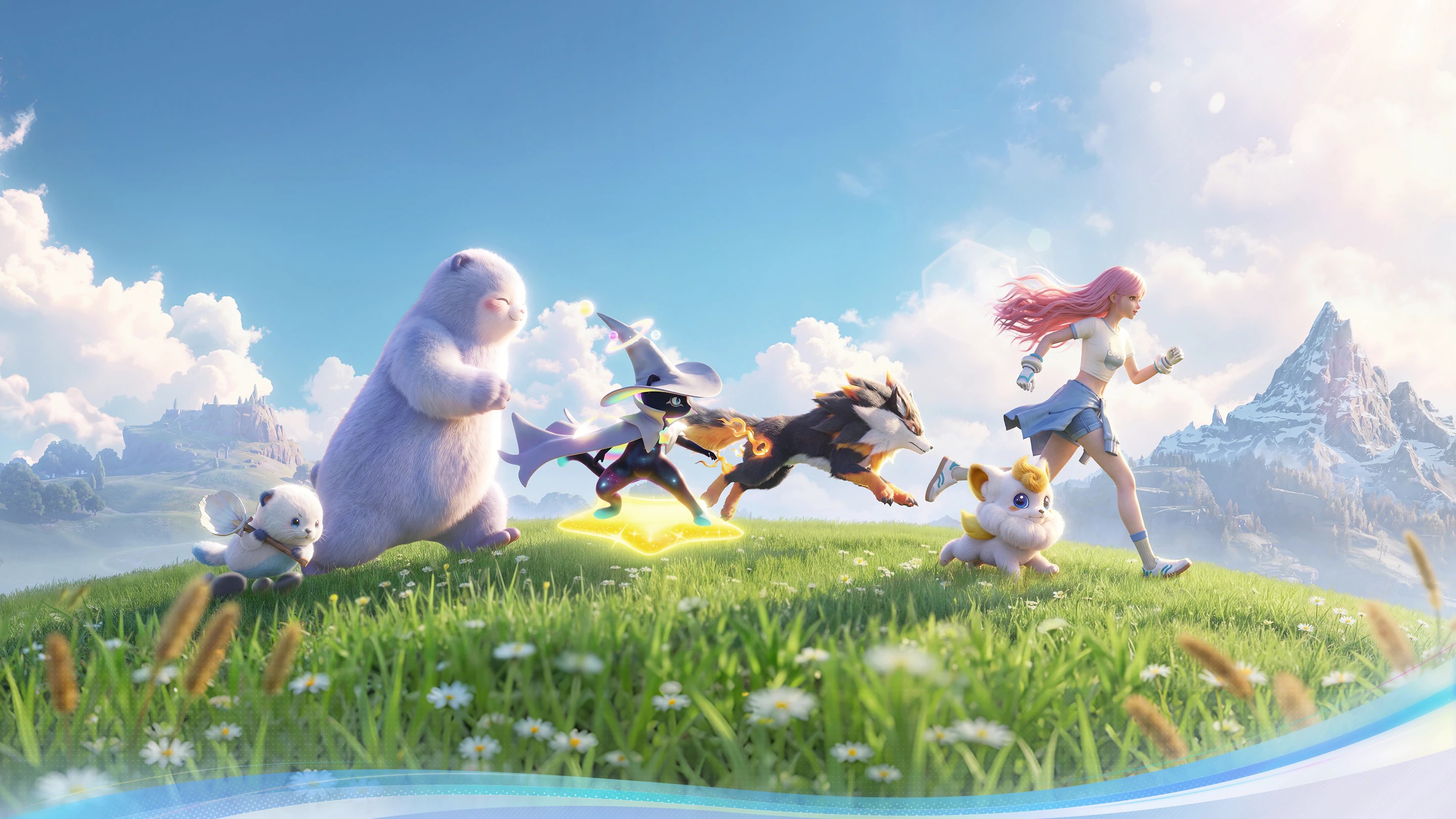 Official Aniimo website hero — Pathfinder overlooking Idyll’s colorful creature-catching world