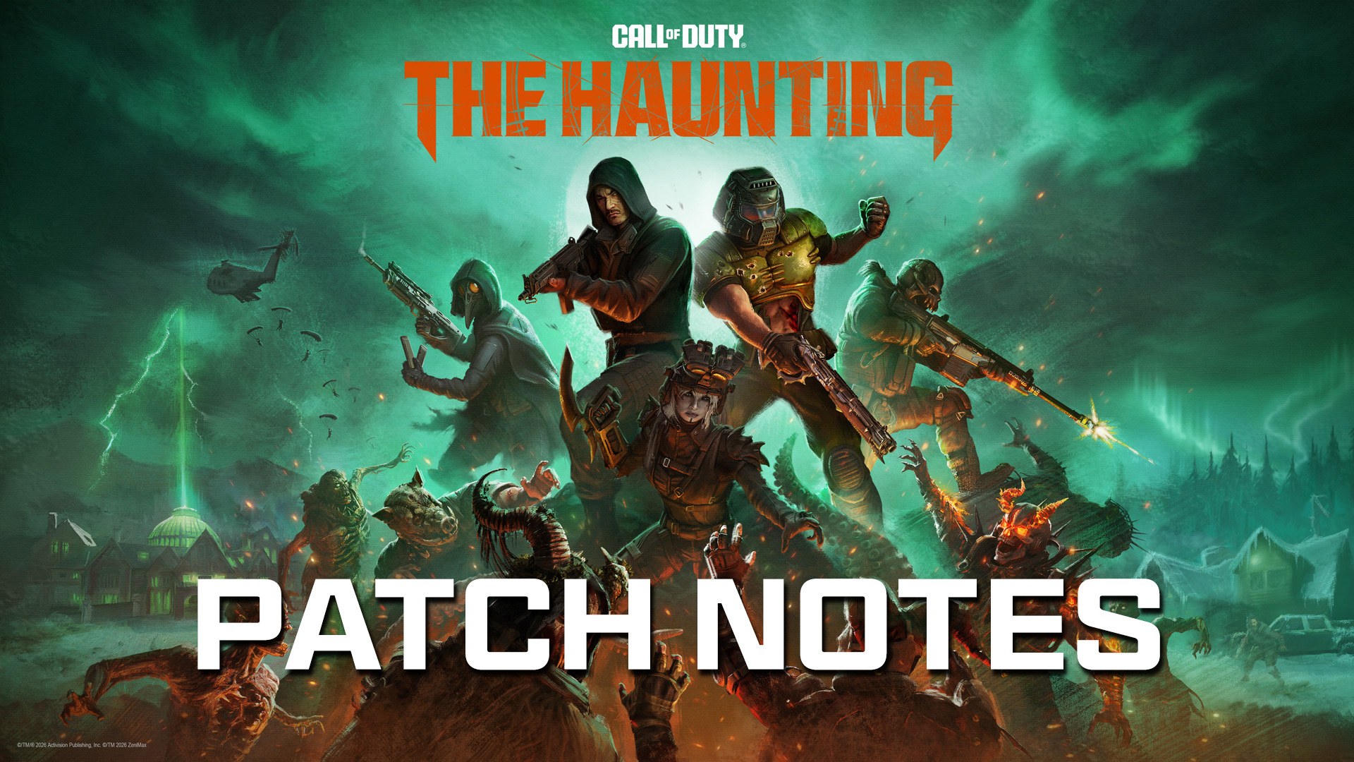 Official Black Ops 7 Season 06 Patch Notes key art matching The Haunting seasonal package