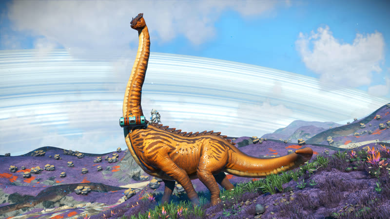 Official No Man’s Sky Cosmos still — diplodocus companion from the Our Journey Continues expedition rewards