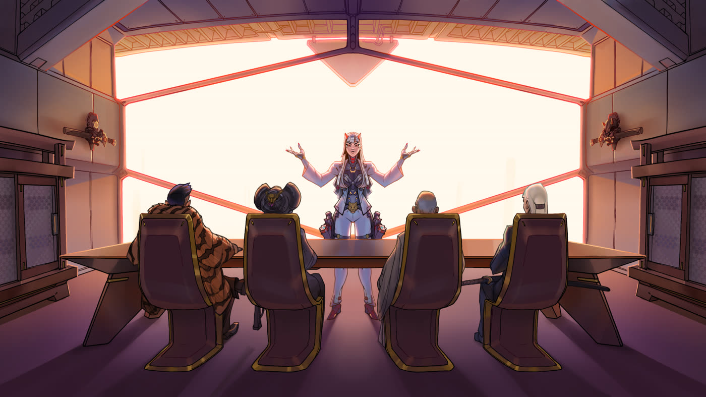 Official Overwatch still — squad pushing through narrow cover under fire