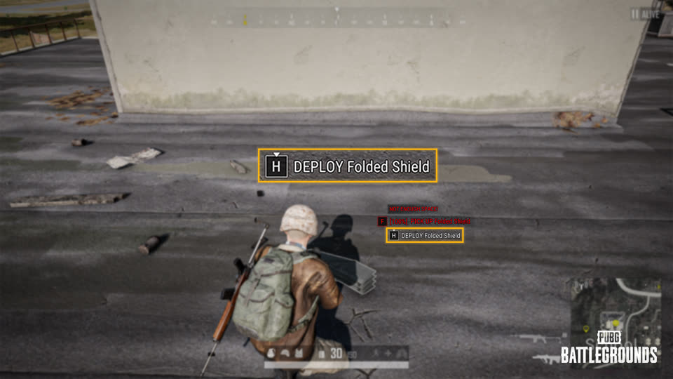 Official PUBG Update 43.1 still — healing item used directly from the ground