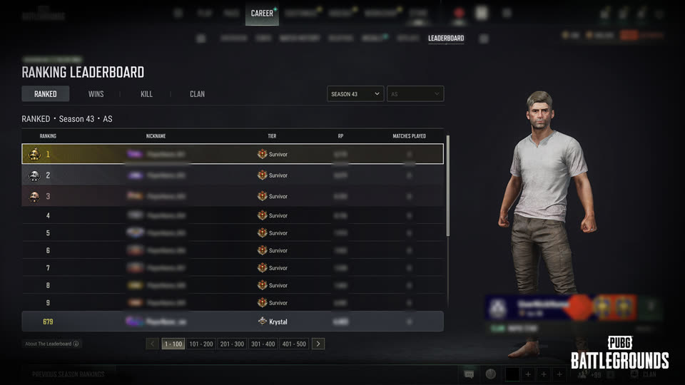 Official PUBG Season 43 Ranked reward art from Update 43.1